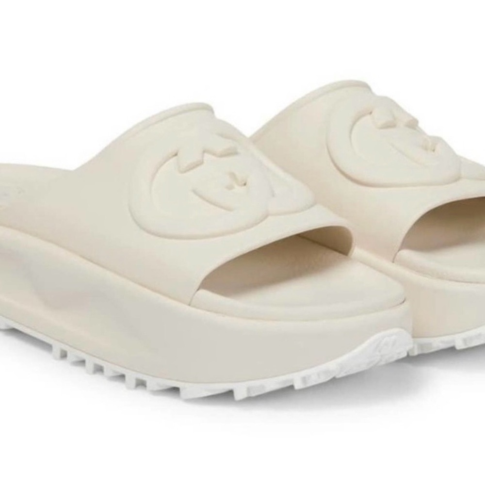 Gucci White Slide Sandals
